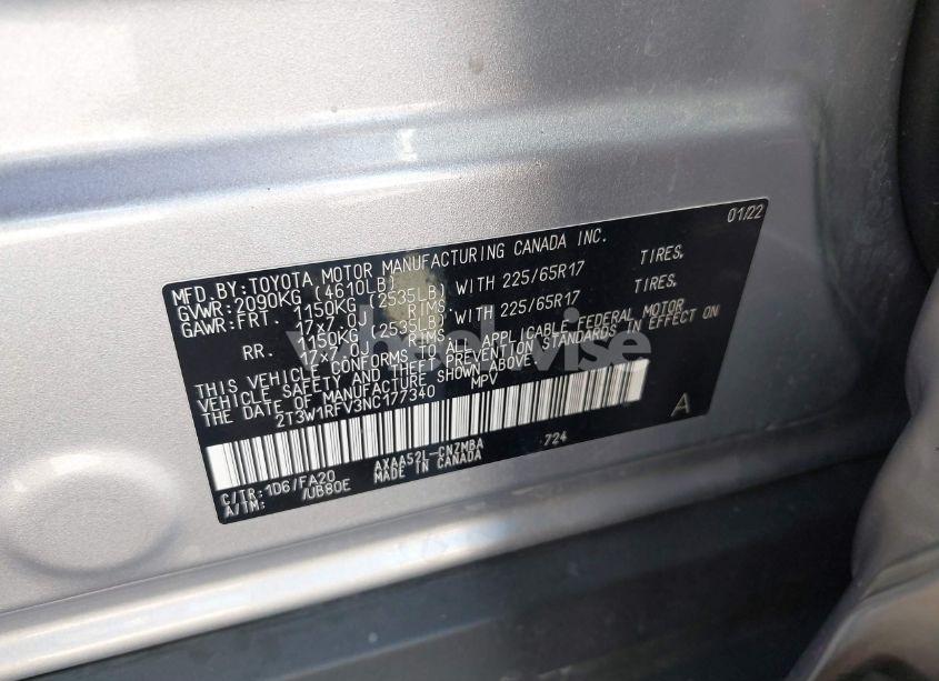 Photo 9 of 2022 Toyota Rav4 XLE (VIN 2T3W1RFV3NC177340)