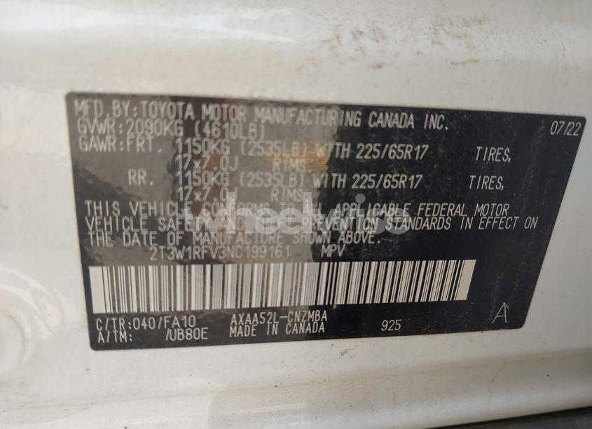 Photo 9 of 2022 Toyota Rav4 XLE (VIN 2T3W1RFV3NC199161)