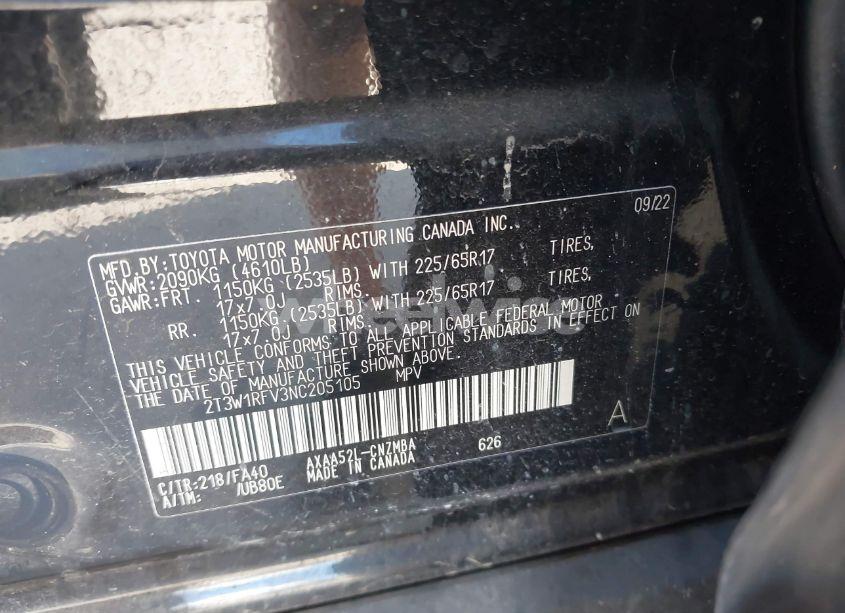 Photo 9 of 2022 Toyota Rav4 XLE (VIN 2T3W1RFV3NC205105)