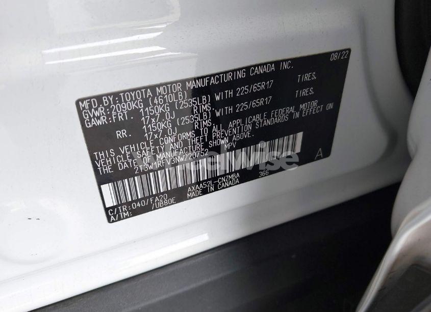 Photo 9 of 2022 Toyota Rav4 XLE (VIN 2T3W1RFV3NW220752)