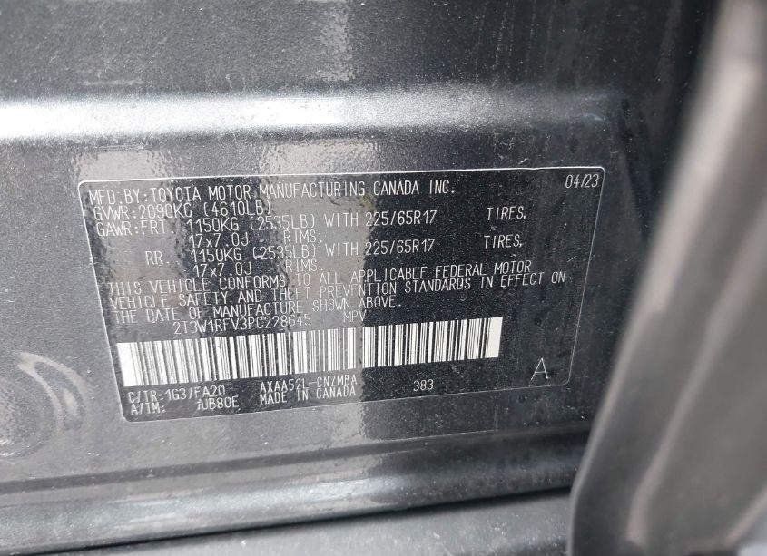 Photo 9 of 2023 Toyota Rav4 XLE (VIN 2T3W1RFV3PC228645)