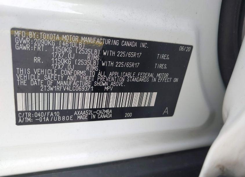 Photo 9 of 2020 Toyota Rav4 XLE (VIN 2T3W1RFV4LC069371)