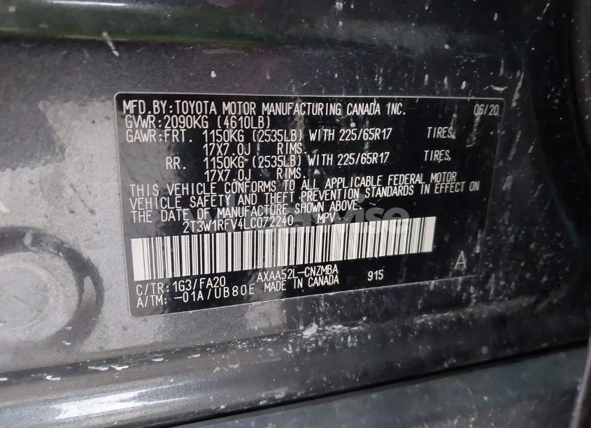 Photo 9 of 2020 Toyota Rav4 XLE (VIN 2T3W1RFV4LC072240)