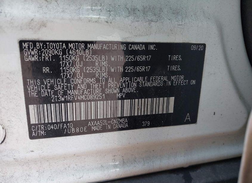 Photo 9 of 2021 Toyota Rav4 XLE (VIN 2T3W1RFV4MC089251)