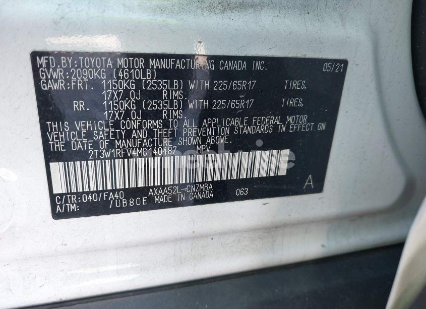 Photo 9 of 2021 Toyota Rav4 XLE (VIN 2T3W1RFV4MC140487)