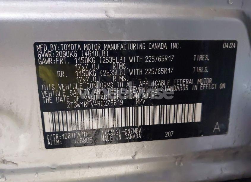 Photo 9 of 2024 Toyota Rav4 XLE (VIN 2T3W1RFV4RC276819)