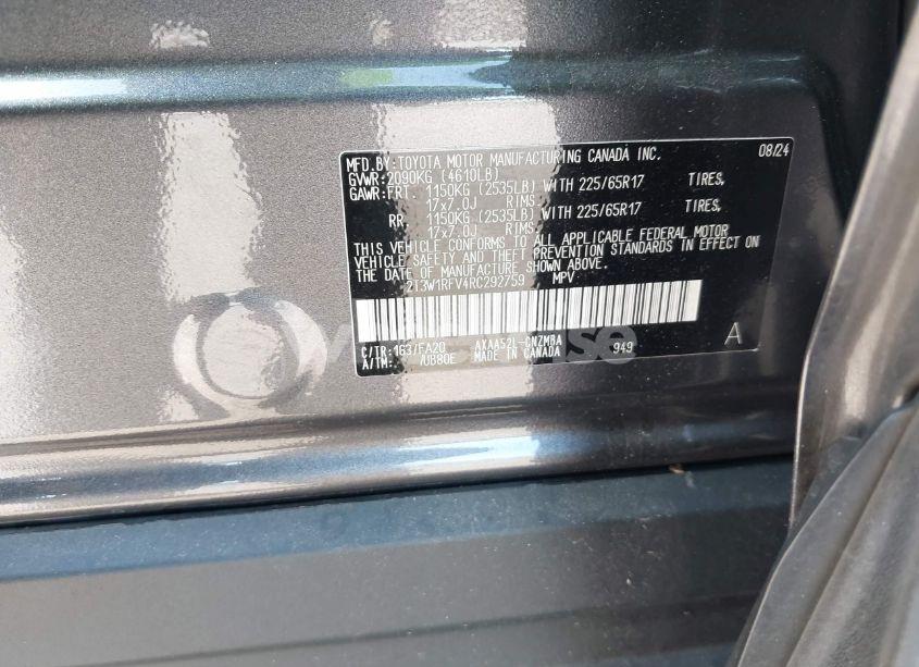 Photo 9 of 2024 Toyota Rav4 XLE (VIN 2T3W1RFV4RC292759)