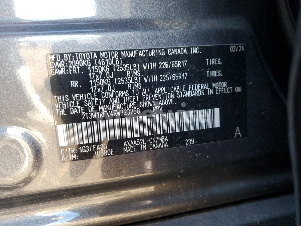 Photo 14 of 2024 TOYOTA RAV4 XLE (VIN 2T3W1RFV4RW323250)