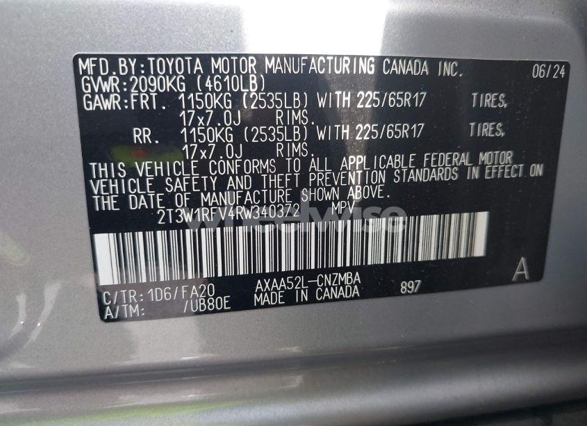 Photo 9 of 2024 Toyota Rav4 XLE (VIN 2T3W1RFV4RW340372)