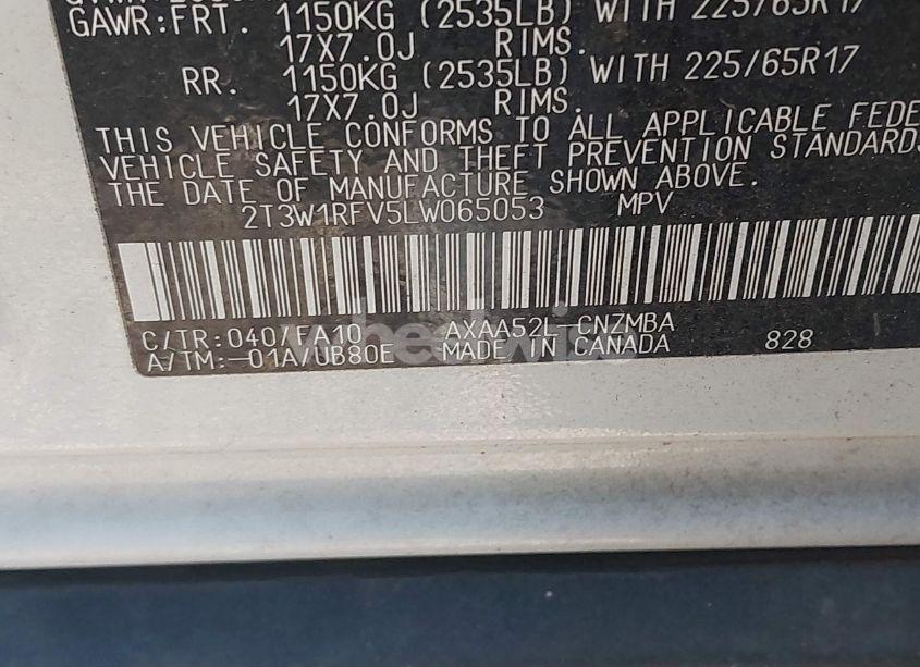Photo 9 of 2020 Toyota Rav4 XLE (VIN 2T3W1RFV5LW065053)