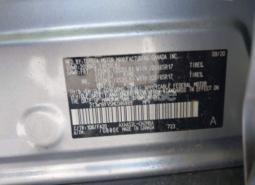 Photo 9 of 2021 Toyota Rav4 XLE (VIN 2T3W1RFV5MC086889)