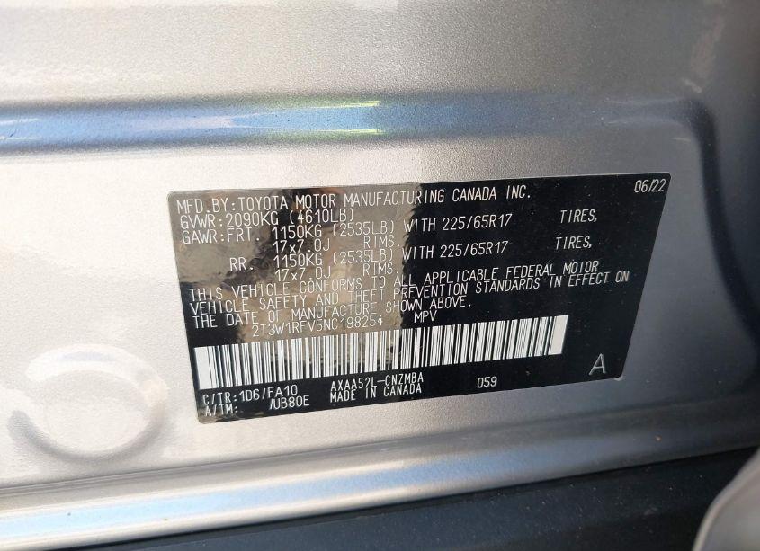 Photo 9 of 2022 Toyota Rav4 XLE (VIN 2T3W1RFV5NC198254)