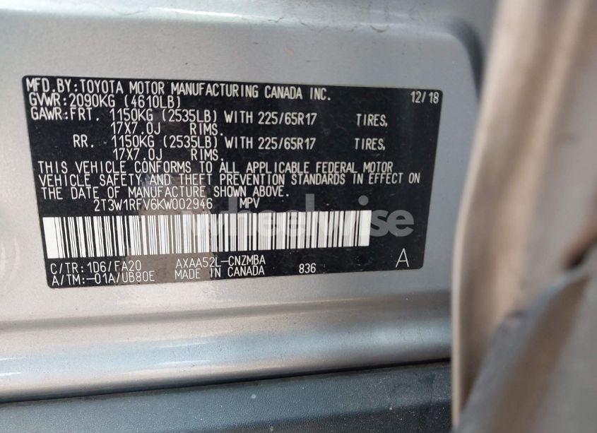 Photo 9 of 2019 Toyota Rav4 XLE (VIN 2T3W1RFV6KW002946)