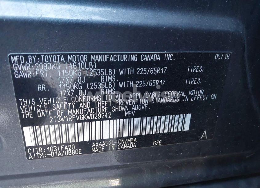 Photo 9 of 2019 Toyota Rav4 XLE (VIN 2T3W1RFV6KW029242)