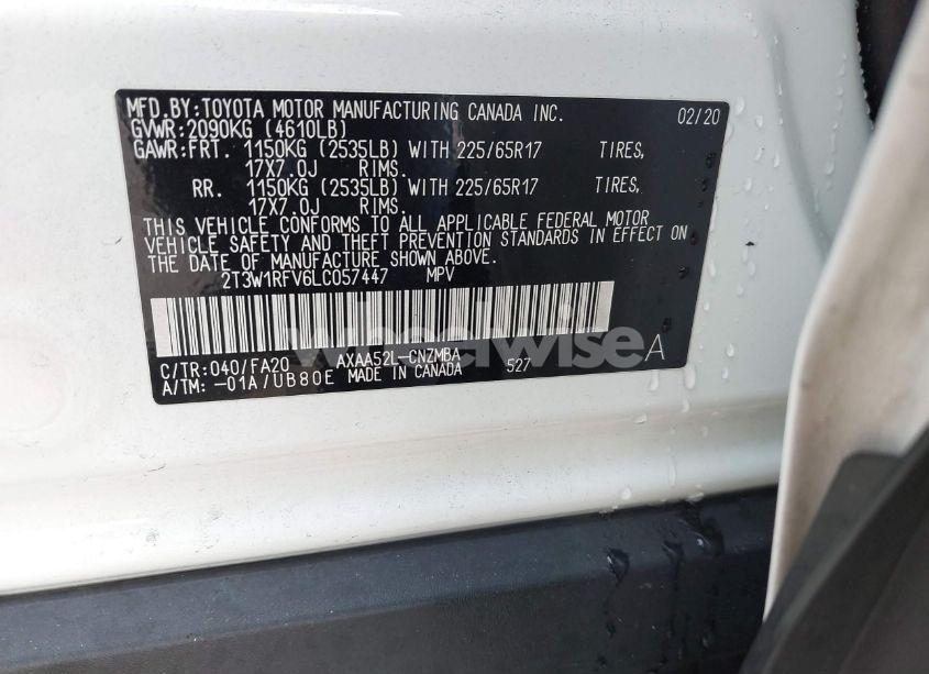 Photo 9 of 2020 Toyota Rav4 XLE (VIN 2T3W1RFV6LC057447)