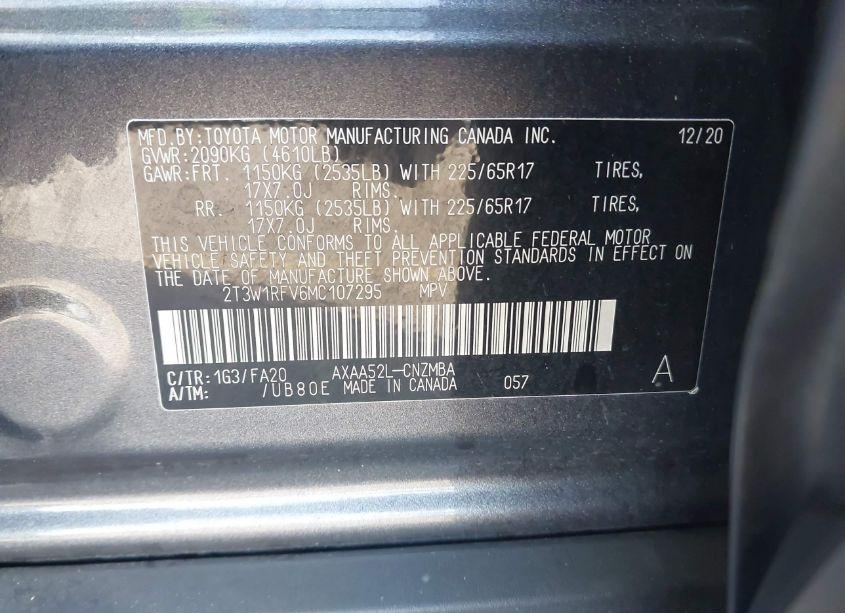 Photo 9 of 2021 Toyota Rav4 XLE (VIN 2T3W1RFV6MC107295)