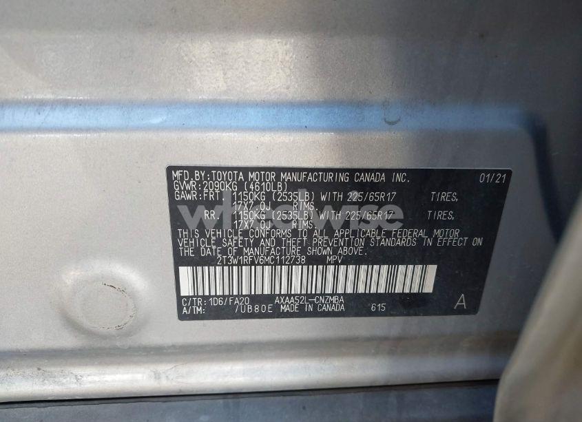 Photo 9 of 2021 Toyota Rav4 XLE (VIN 2T3W1RFV6MC112738)