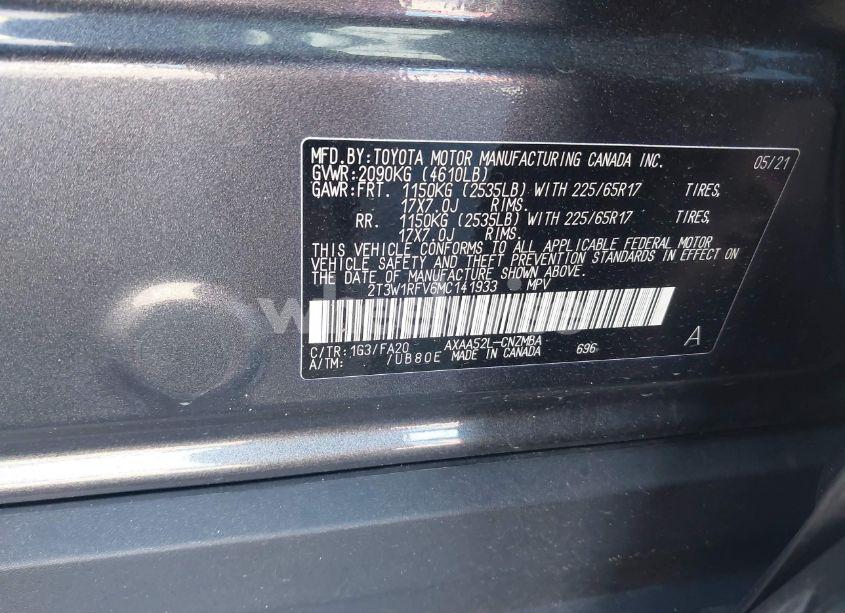 Photo 9 of 2021 Toyota Rav4 XLE (VIN 2T3W1RFV6MC141933)