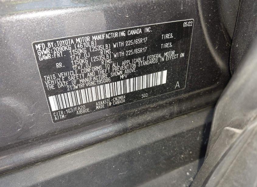 Photo 9 of 2022 Toyota Rav4 XLE (VIN 2T3W1RFV6NC195086)