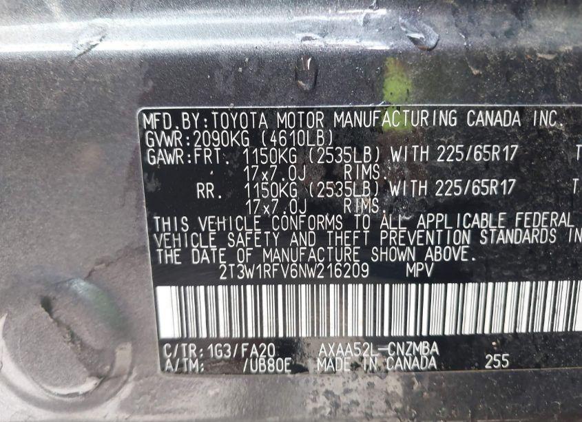 Photo 9 of 2022 Toyota Rav4 XLE (VIN 2T3W1RFV6NW216209)