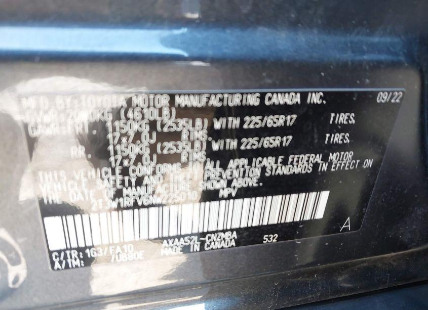 Photo 9 of 2022 Toyota Rav4 XLE (VIN 2T3W1RFV6NW225010)