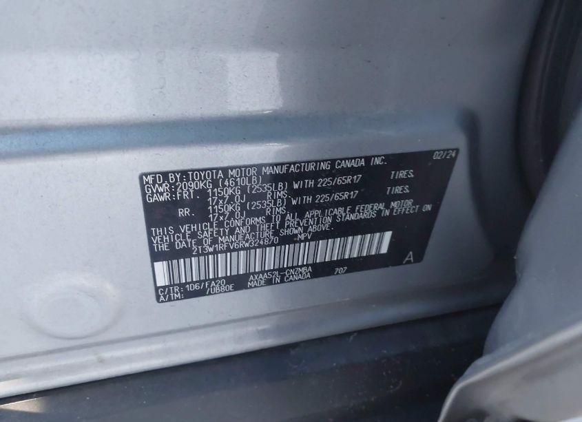 Photo 9 of 2024 Toyota Rav4 XLE (VIN 2T3W1RFV6RW324870)