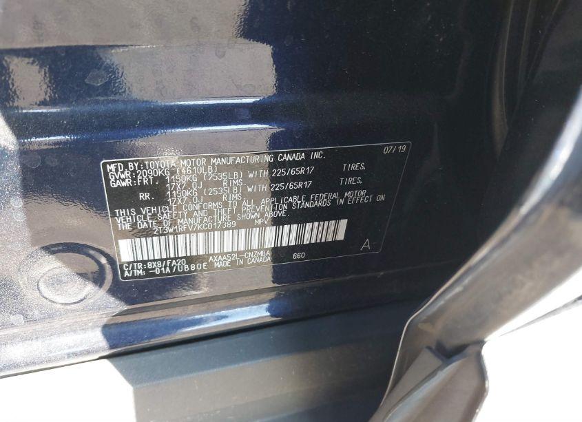 Photo 9 of 2019 Toyota Rav4 XLE (VIN 2T3W1RFV7KC017389)