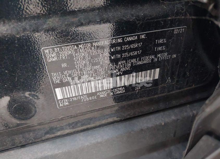 Photo 9 of 2021 Toyota Rav4 XLE (VIN 2T3W1RFV7MC120847)