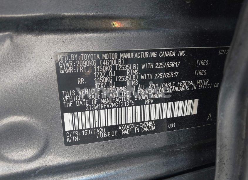 Photo 9 of 2021 Toyota Rav4 XLE (VIN 2T3W1RFV7MC131315)