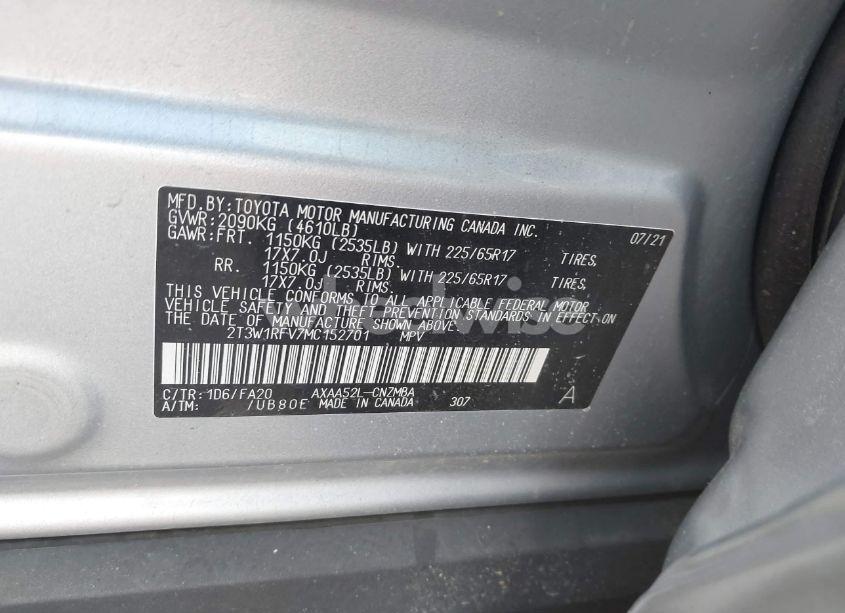 Photo 9 of 2021 Toyota Rav4 XLE (VIN 2T3W1RFV7MC152701)