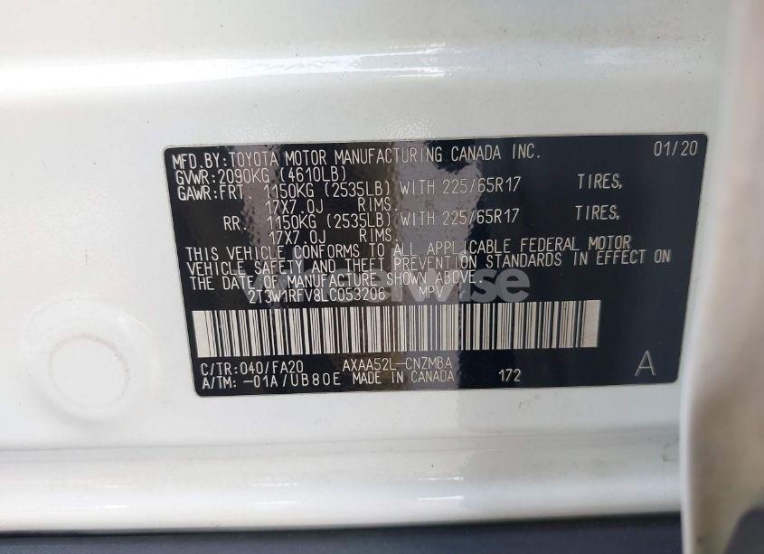 Photo 9 of 2020 Toyota Rav4 XLE (VIN 2T3W1RFV8LC053206)