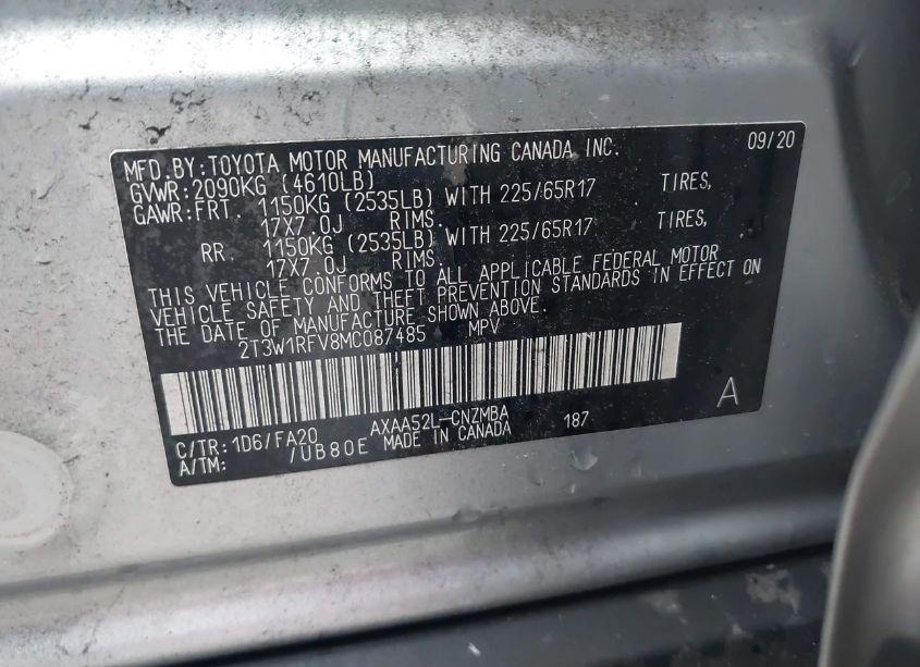 Photo 9 of 2021 Toyota Rav4 XLE (VIN 2T3W1RFV8MC087485)