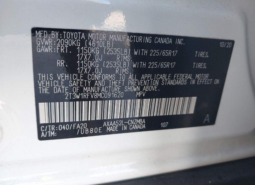 Photo 9 of 2021 Toyota Rav4 XLE (VIN 2T3W1RFV8MC091620)