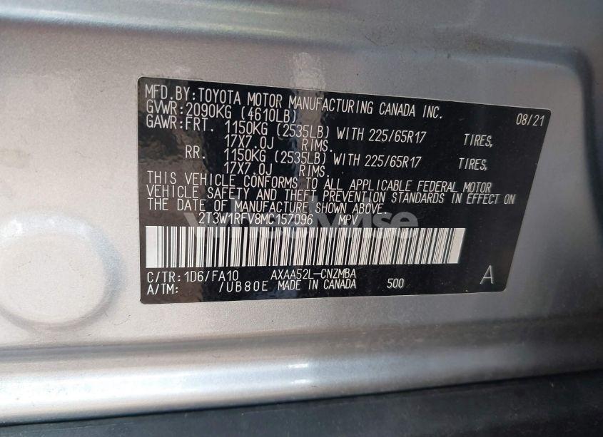 Photo 9 of 2021 Toyota Rav4 XLE/XLE PREMIUM (VIN 2T3W1RFV8MC157096)