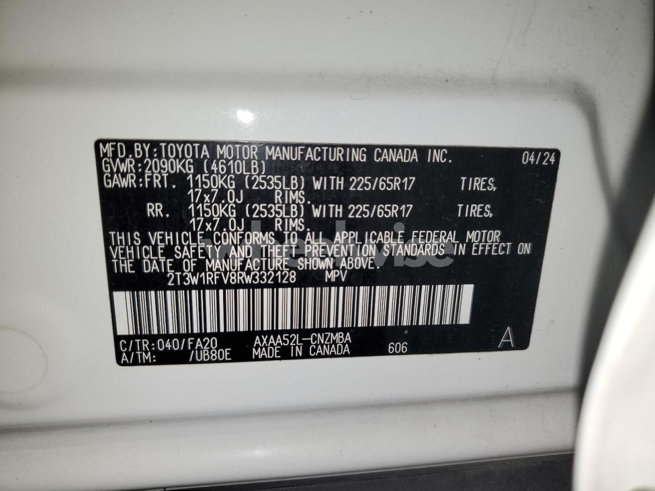 Photo 13 of 2024 TOYOTA RAV4 XLE (VIN 2T3W1RFV8RW332128)