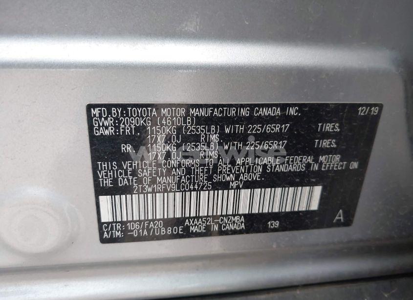 Photo 9 of 2020 Toyota Rav4 XLE (VIN 2T3W1RFV9LC044725)