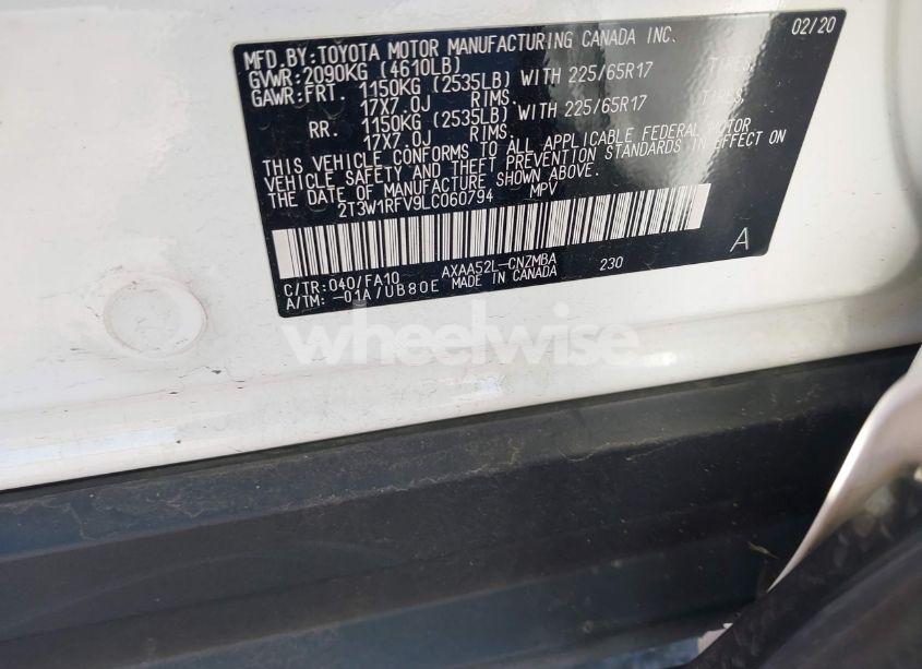 Photo 9 of 2020 Toyota Rav4 XLE (VIN 2T3W1RFV9LC060794)