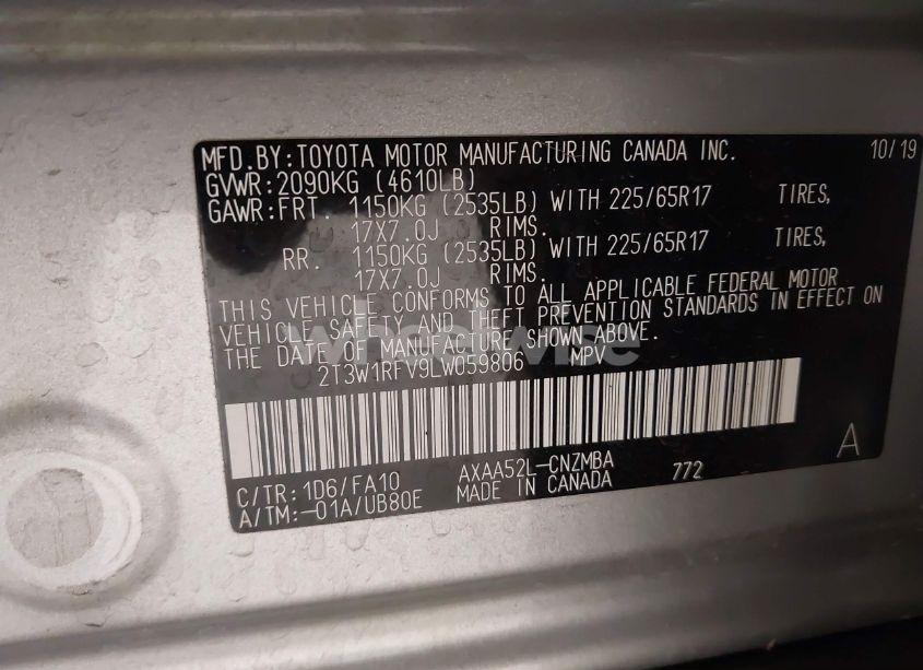 Photo 9 of 2020 Toyota Rav4 XLE/XLE PREMIUM (VIN 2T3W1RFV9LW059806)