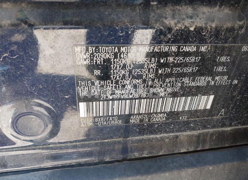 Photo 9 of 2020 Toyota Rav4 XLE (VIN 2T3W1RFV9LW097763)