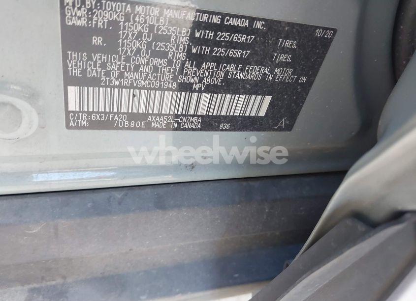 Photo 9 of 2021 Toyota Rav4 XLE (VIN 2T3W1RFV9MC091948)