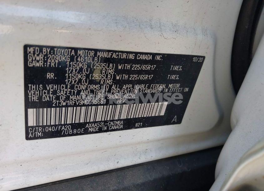 Photo 9 of 2021 Toyota Rav4 XLE (VIN 2T3W1RFV9MC095661)