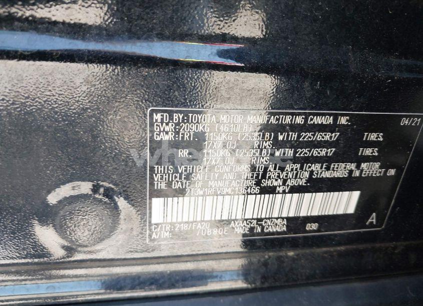 Photo 9 of 2021 Toyota Rav4 XLE (VIN 2T3W1RFV9MC136466)