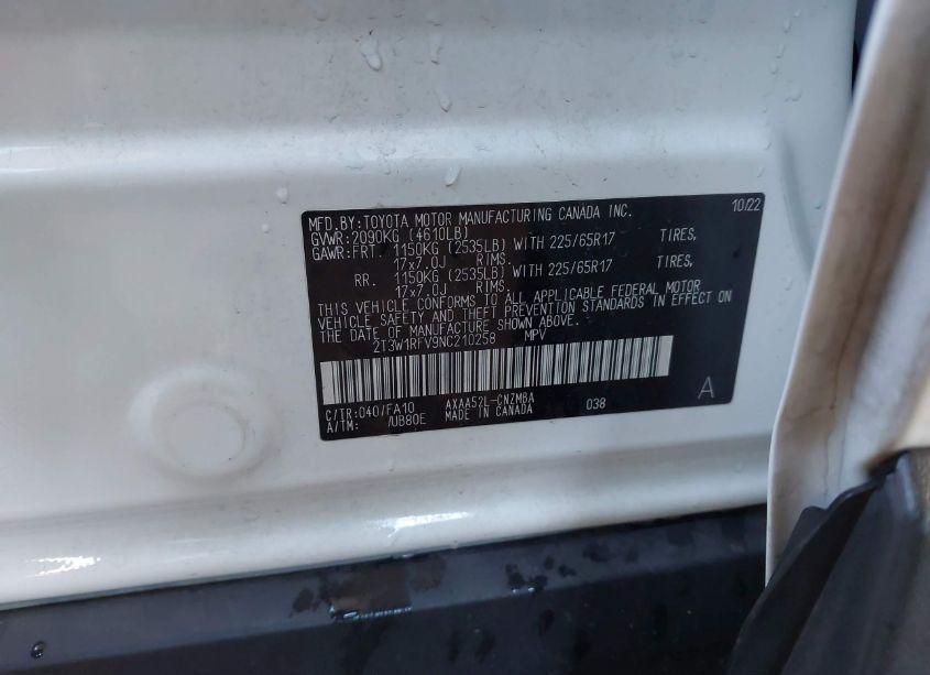 Photo 9 of 2022 Toyota Rav4 XLE (VIN 2T3W1RFV9NC210258)