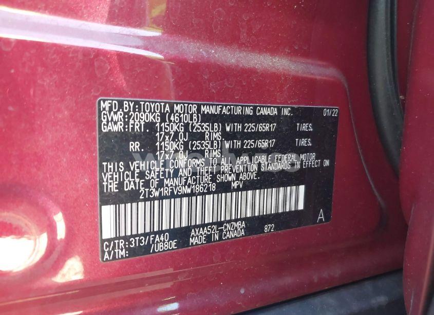 Photo 9 of 2022 Toyota Rav4 XLE (VIN 2T3W1RFV9NW186218)