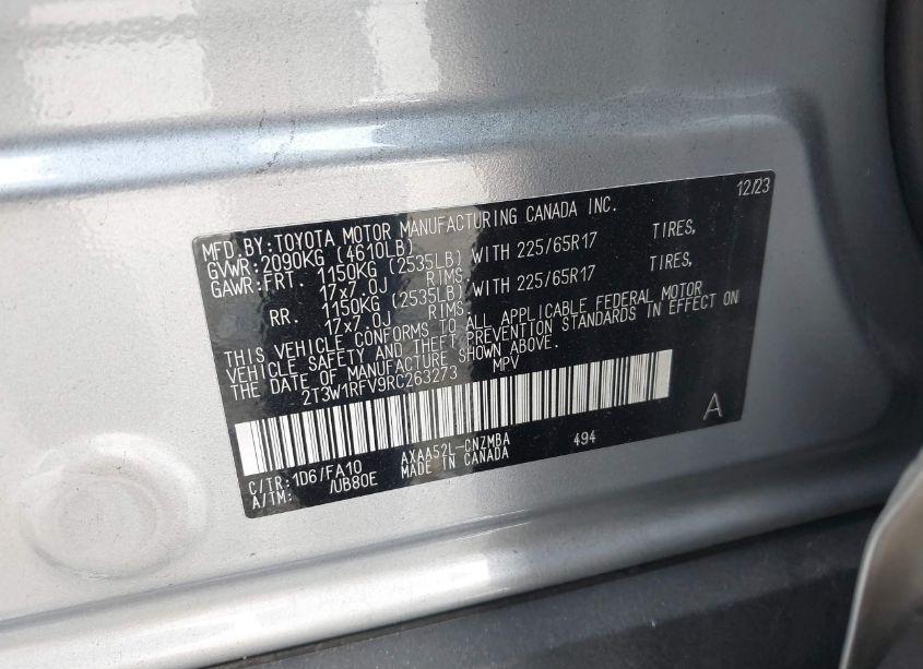 Photo 9 of 2024 Toyota Rav4 XLE (VIN 2T3W1RFV9RC263273)