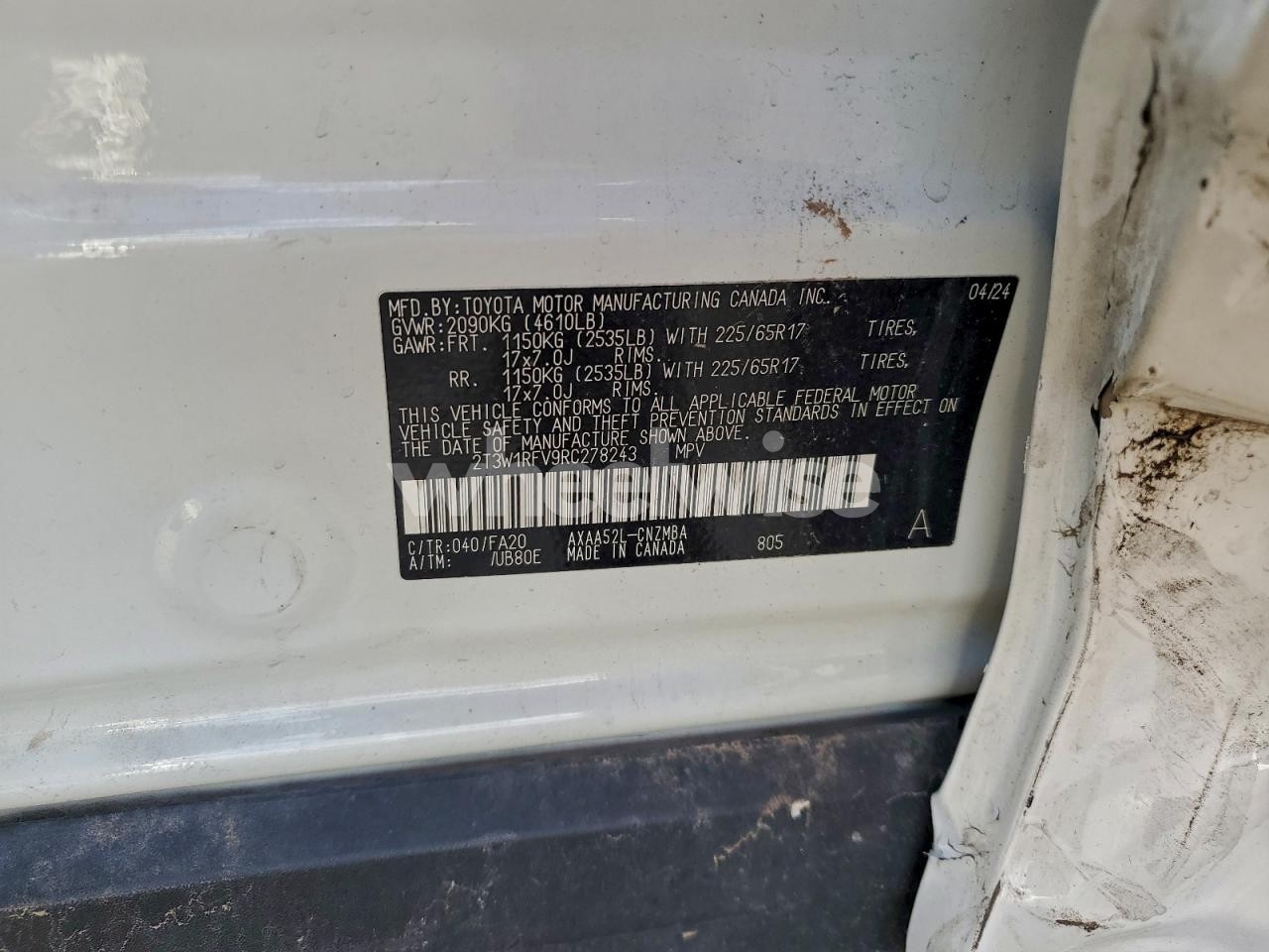 Photo 12 of 2024 TOYOTA RAV4 XLE (VIN 2T3W1RFV9RC278243)