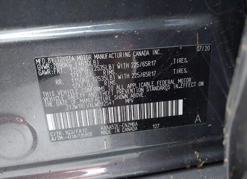 Photo 9 of 2020 Toyota Rav4 XLE (VIN 2T3W1RFVXLW092541)