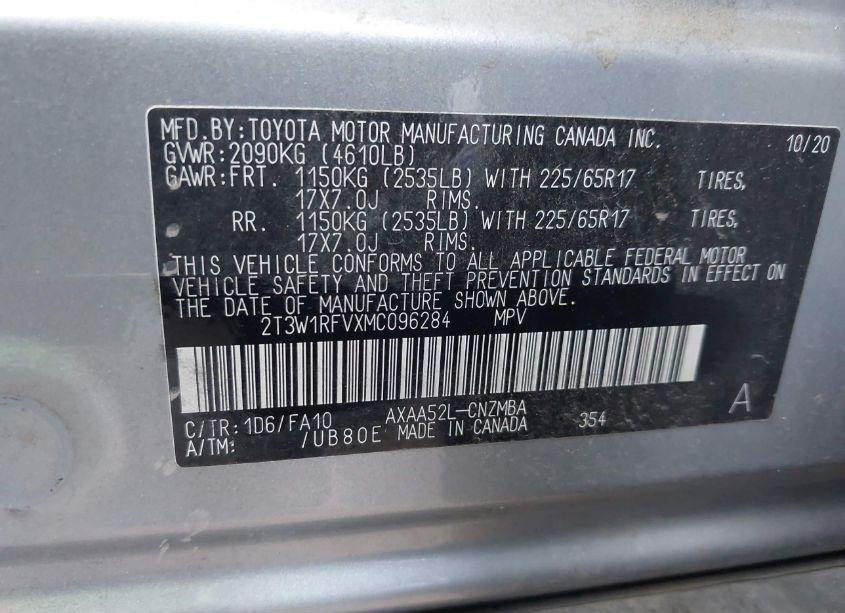 Photo 9 of 2021 Toyota Rav4 XLE (VIN 2T3W1RFVXMC096284)