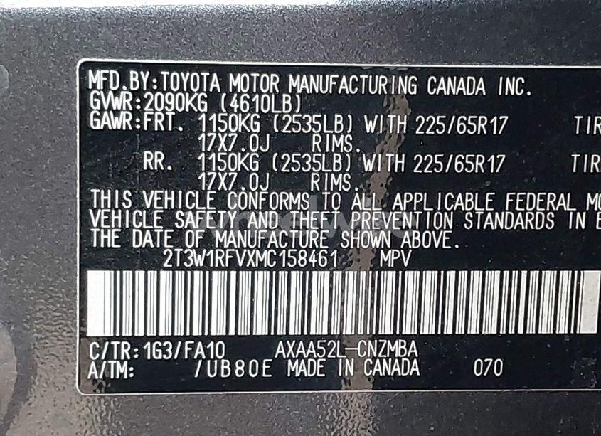 Photo 9 of 2021 Toyota Rav4 XLE (VIN 2T3W1RFVXMC158461)