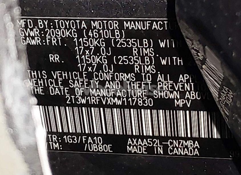 Photo 9 of 2021 Toyota Rav4 XLE (VIN 2T3W1RFVXMW117830)